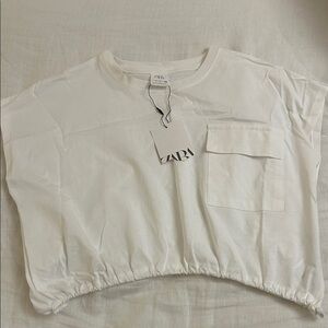 Zara Cropped Tee with Pocket 100%Cotton